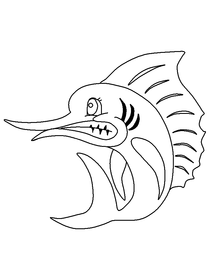 Ocean Swordfish Animals Coloring Pages