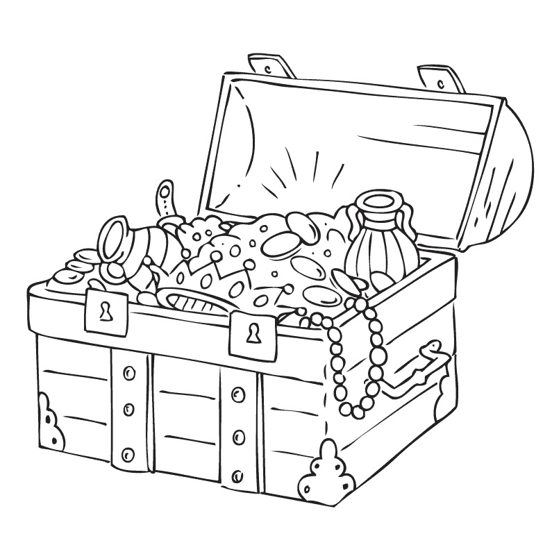 Open Treasure Chest Coloring Page
