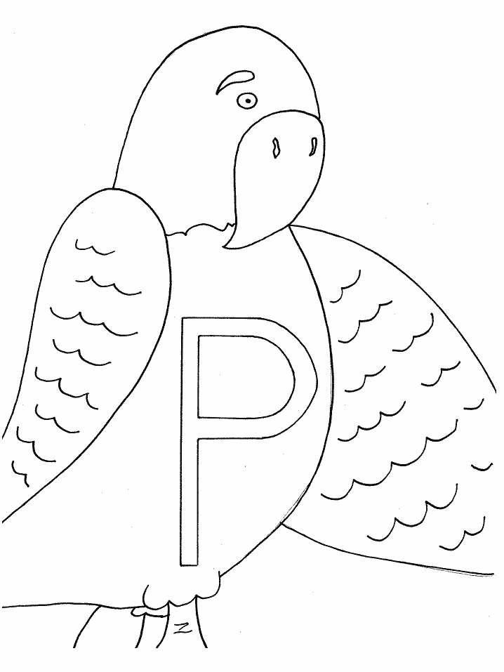 P Parrot Alphabet Coloring Pages