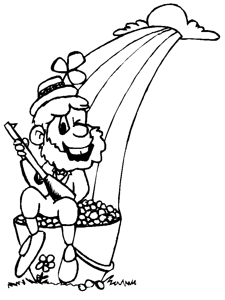 St Patrick Elf Rainbow Coloring Pages