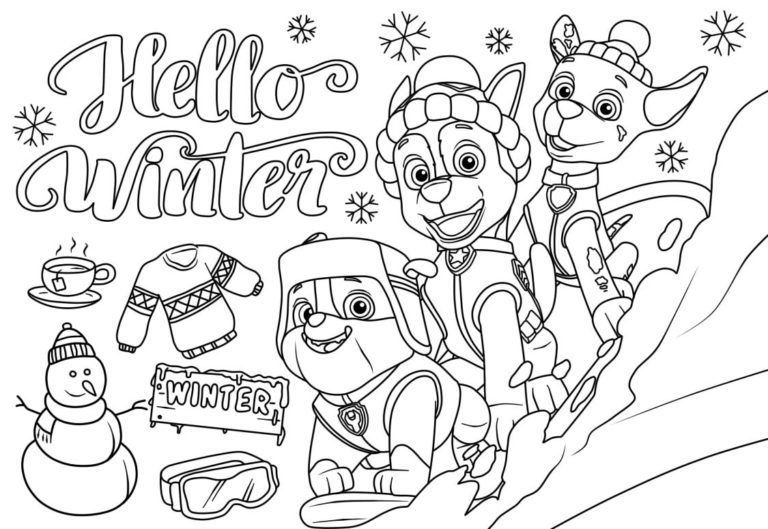 Paw Partol Winter Coloring Pages &amp; book for kids.