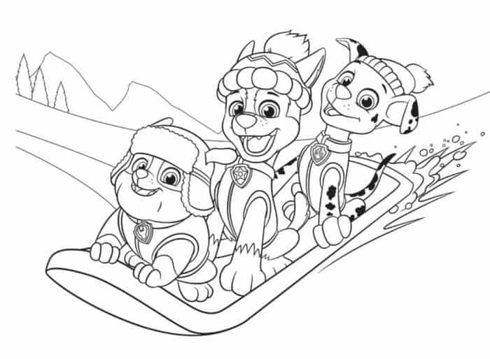 paw patrol winter coloring pages