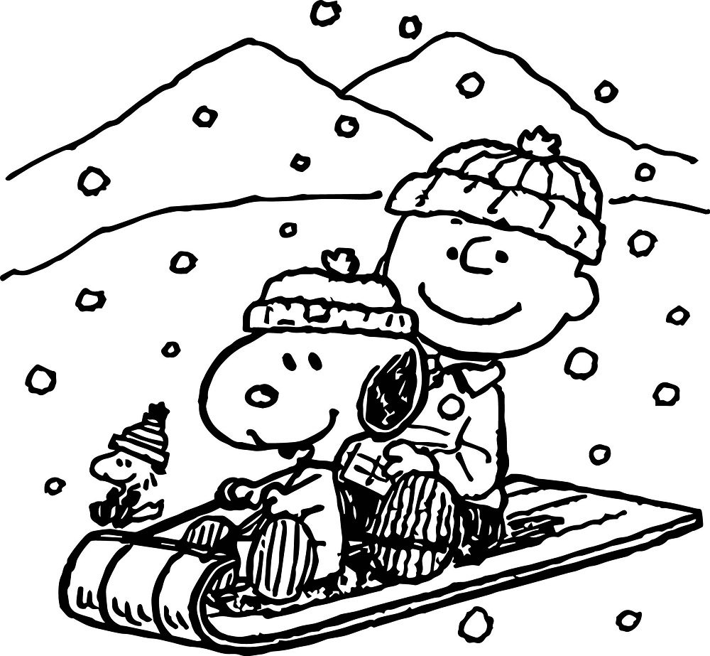 peanuts winter coloring pages