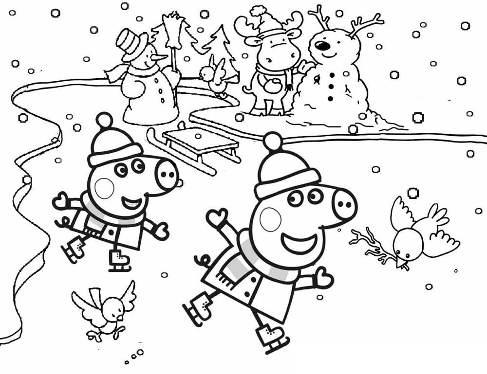 peppa pig coloring pages winter