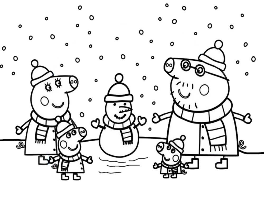peppa pig winter coloring pages