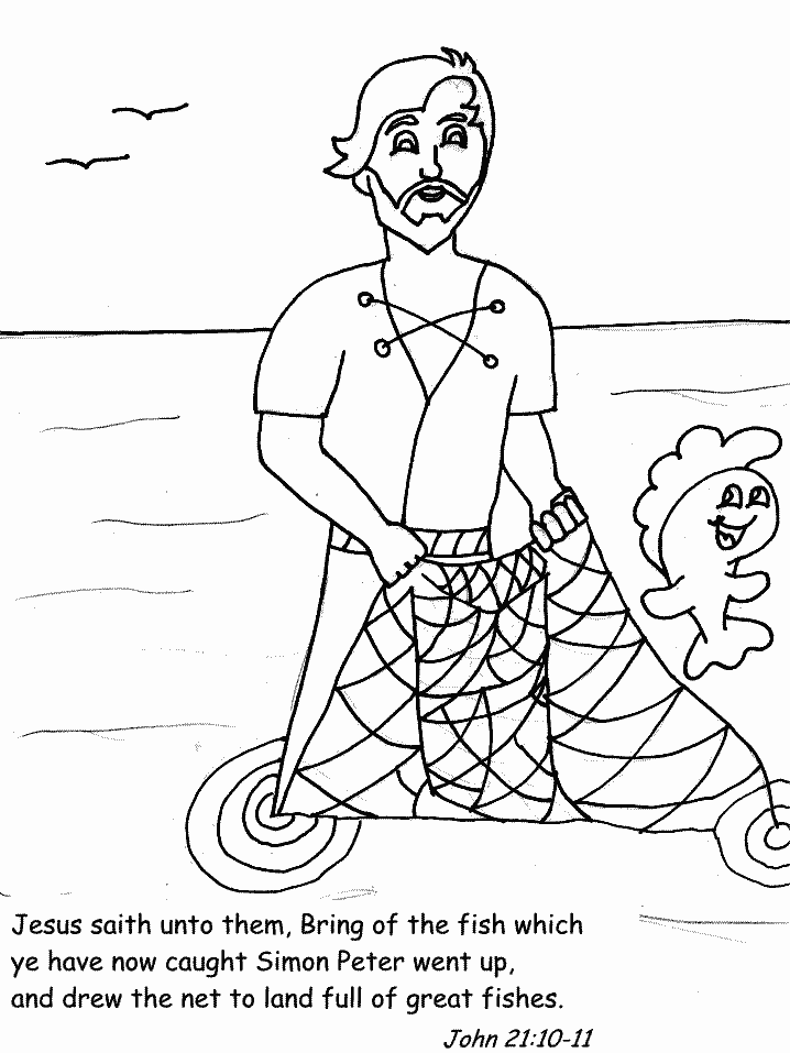 Peterfishing Bible Coloring Pages