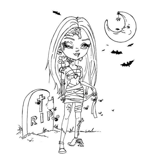pin up zombie girl coloring pages