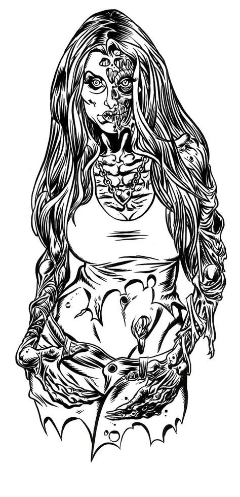 pin up zombie girl free coloring pages