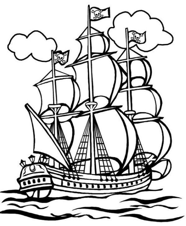 Pirate Boat Coloring Page