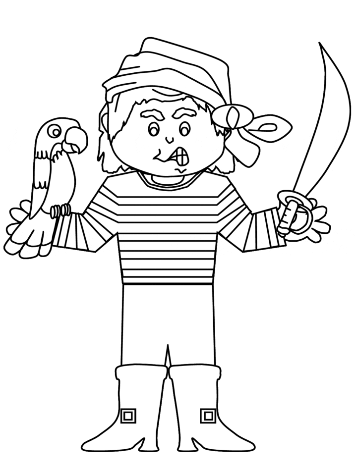 Pirate and Parrot Coloring Pages