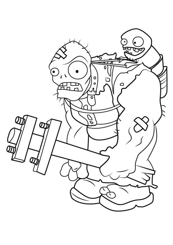 plant vs zombie coloring pages gargantuar