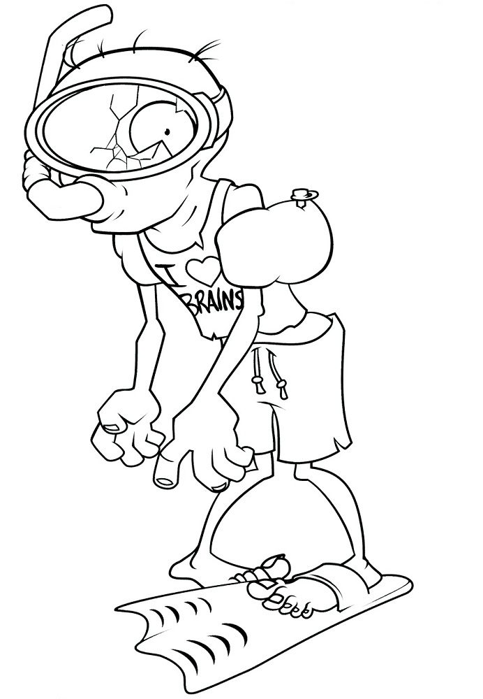 plant vs zombies surfer zombie coloring pages