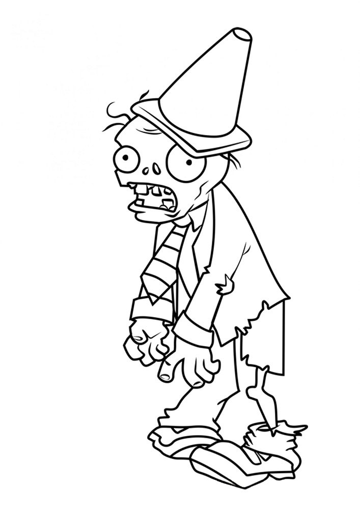 plants vs zombies 2 coloring pages cone zombie