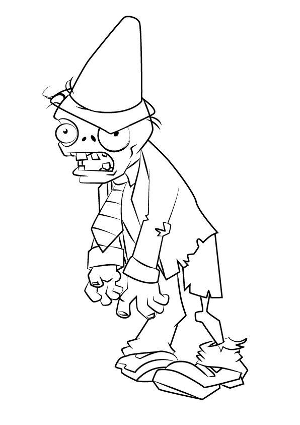 plants vs zombies cone hede zombie coloring pages