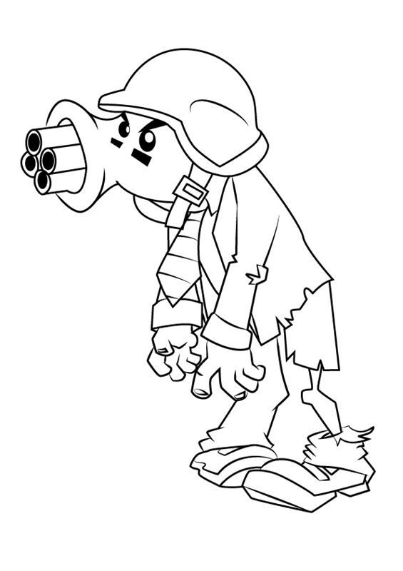 plants vs zombies gatling pea zombie coloring pages