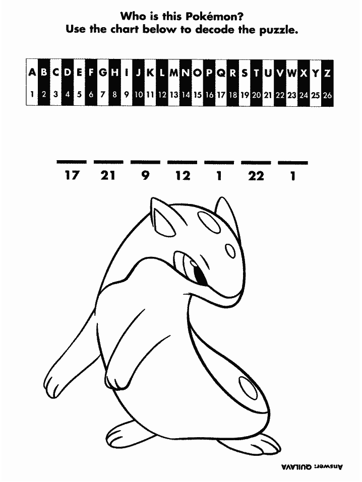 Pokemon Word Puzzle Coloring Page