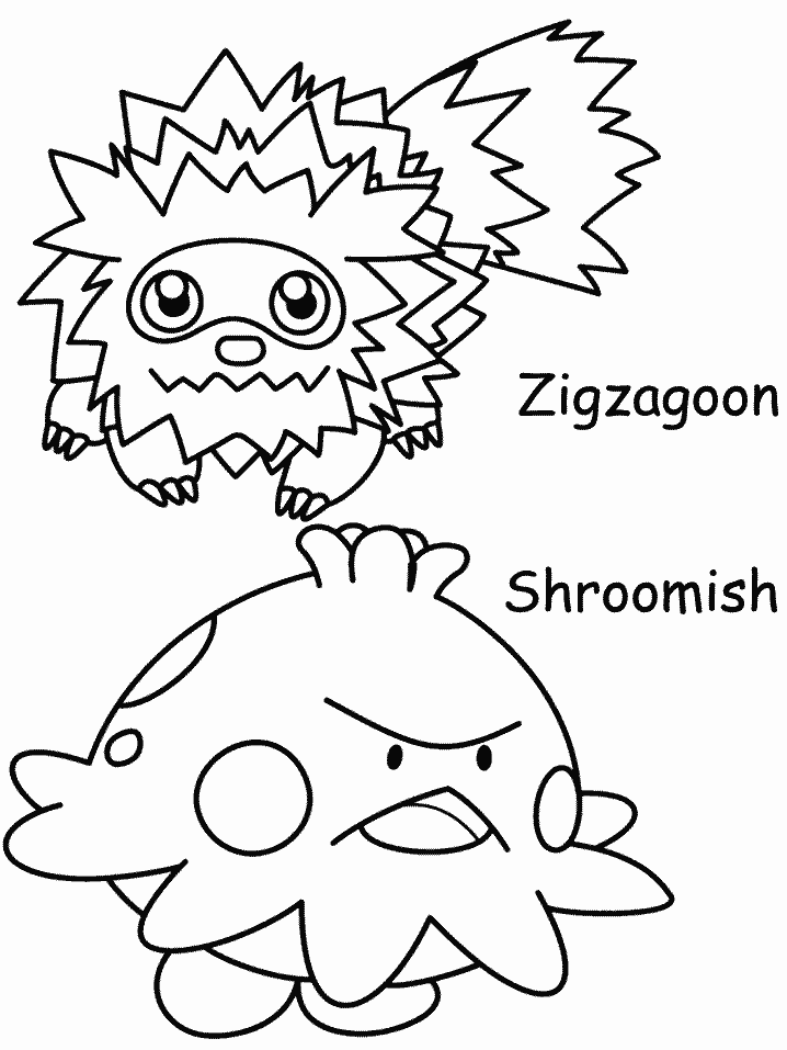 Zigzagoon And Shroomish Coloring Pages