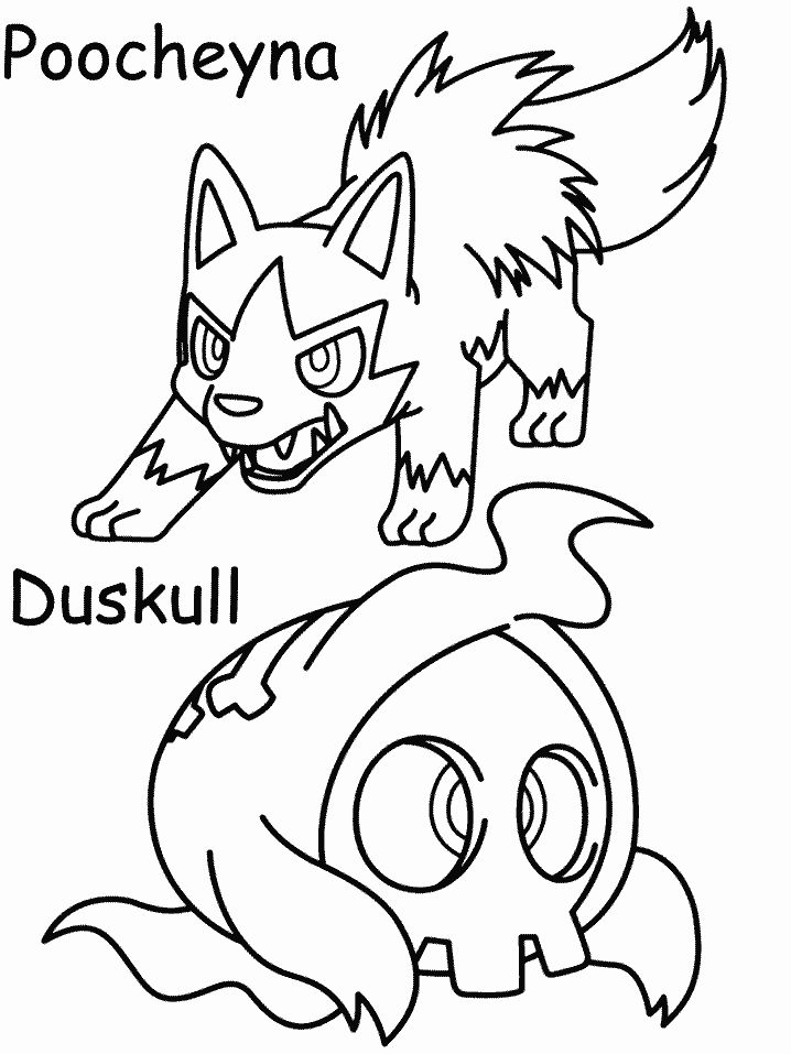Poocheyna And Duskull Coloring Pages
