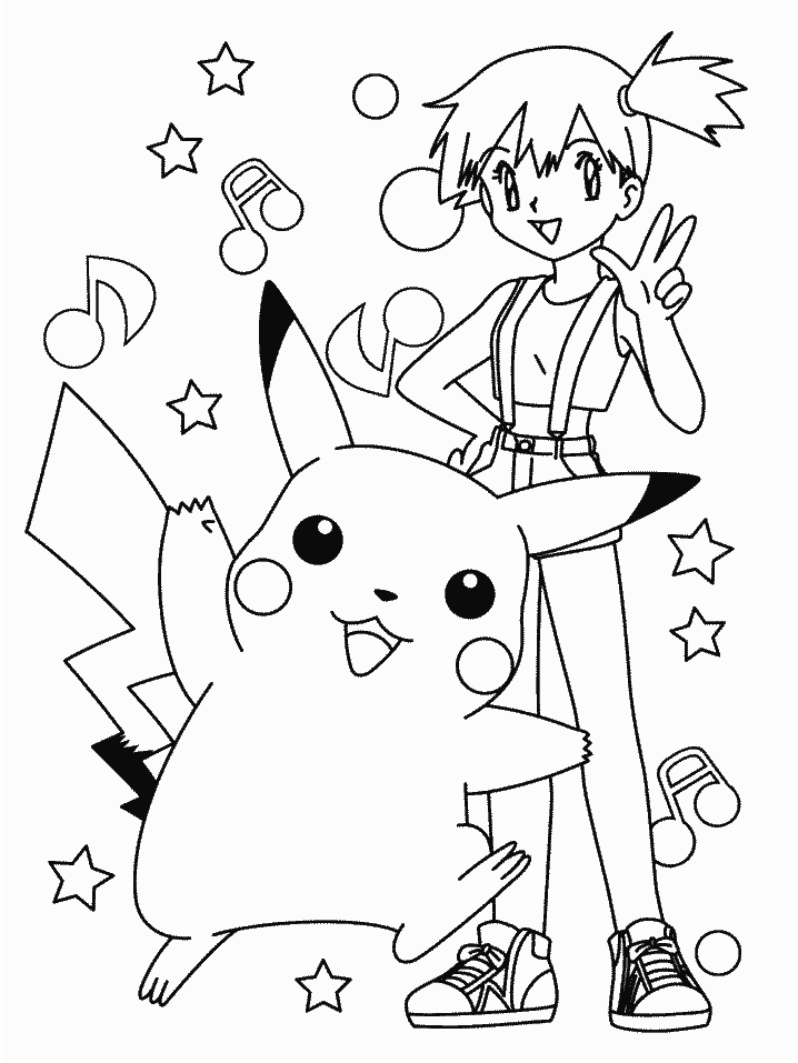 Misty And Pikachu Coloring Pages