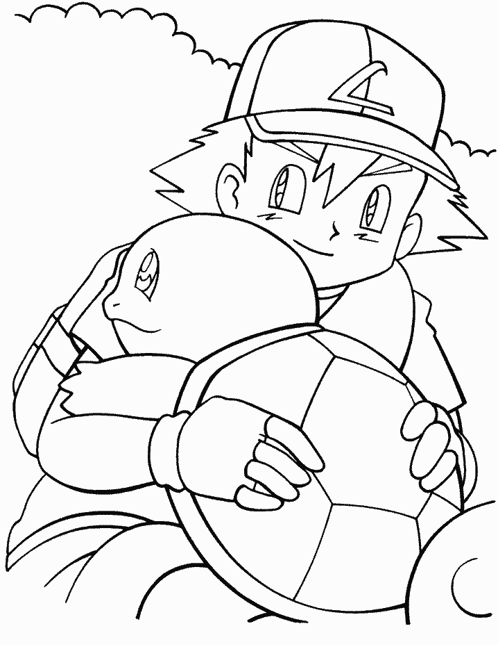 Ash And Squirtle Coloring Pages