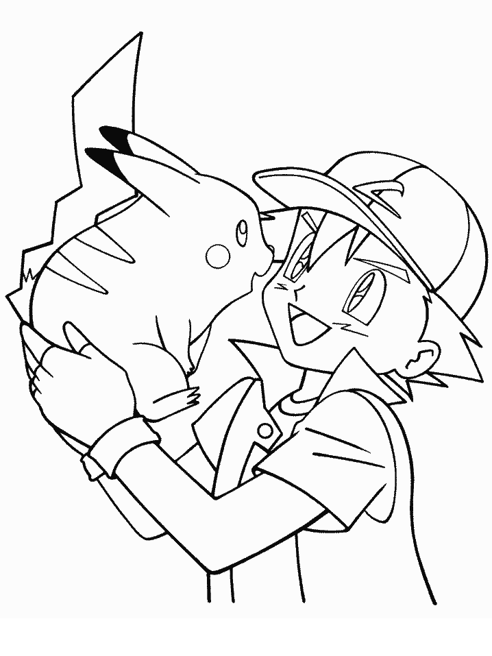 Ash And Pikachu Coloring Page