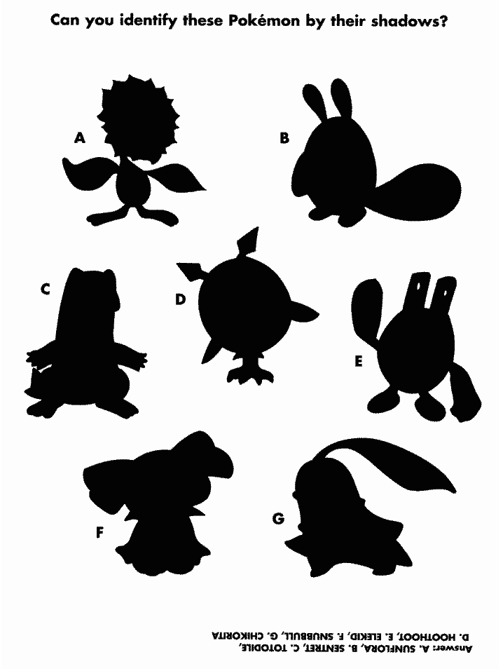 Pokemon Guess The Shadow Coloring Pages