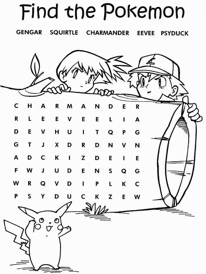 Pokemon Crossword Puzzle Color Page