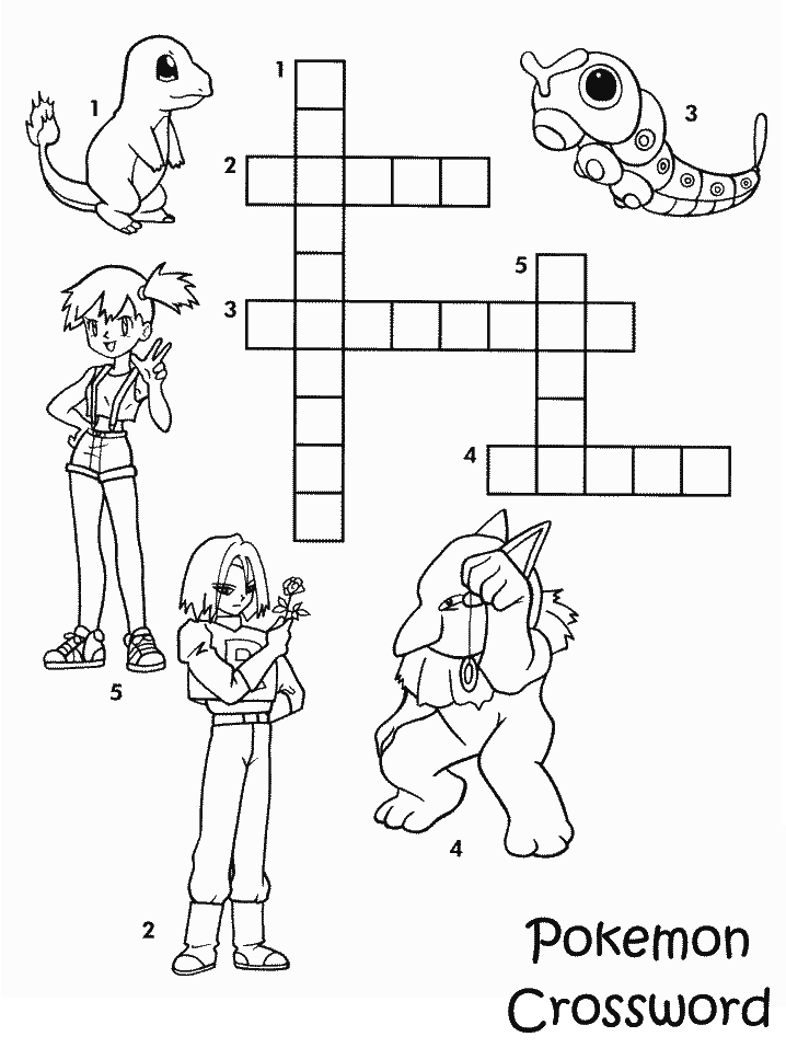 Pokemon Crossword Coloring Pages