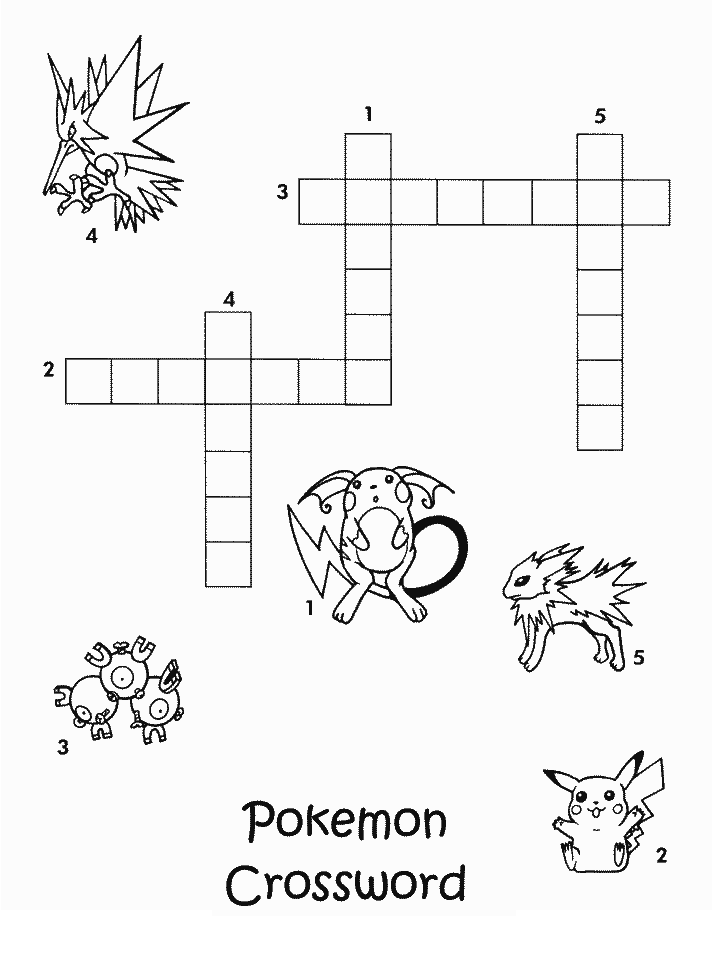 Pokemon Crossword Coloring Pages