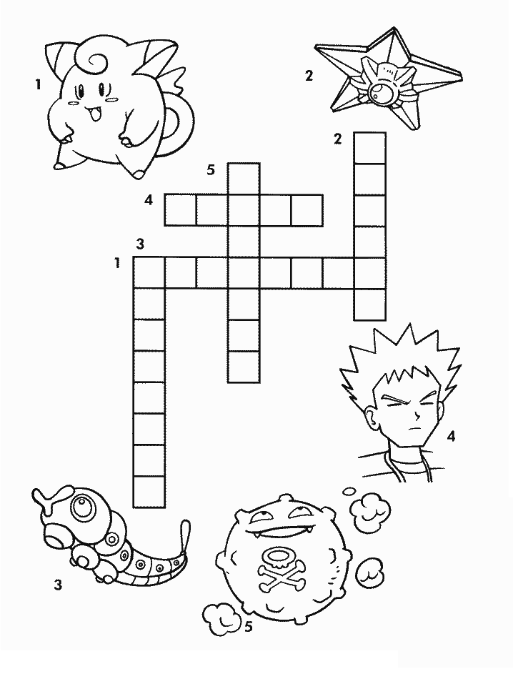 Printable Pokemon Crossword Coloring Pages