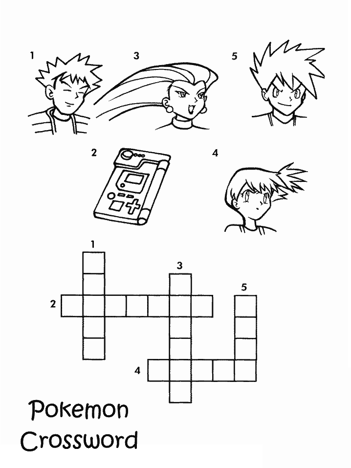 Pokemon Crossword Coloring Page