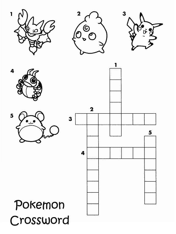 Pokemon Crossword Coloring Pages For Kids