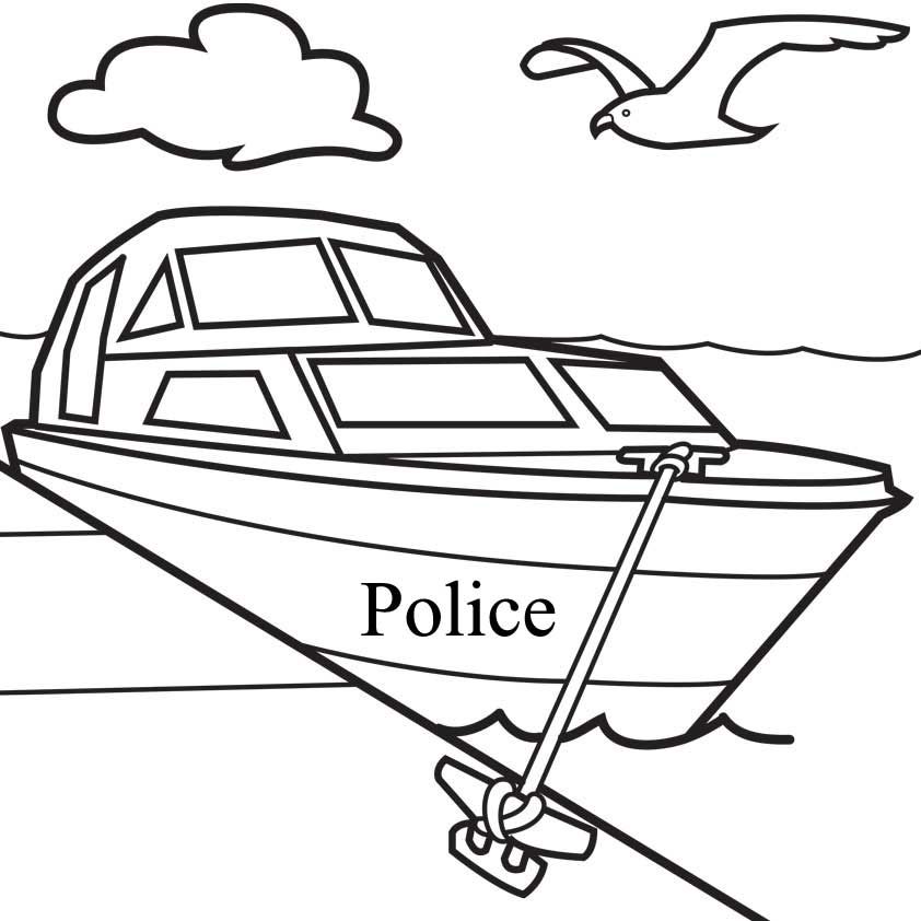 Police Boat Coloring Pages