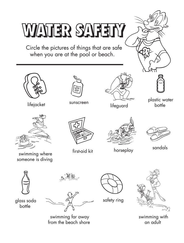 preschool water safety coloring pages