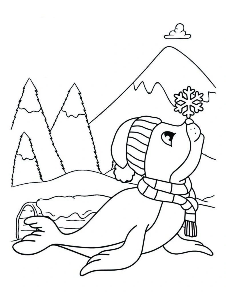 preschool winter animal coloring pages