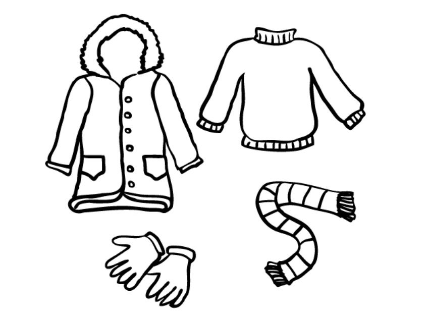 Preschooler Winter Clothes Coloring Pages & book for kids.