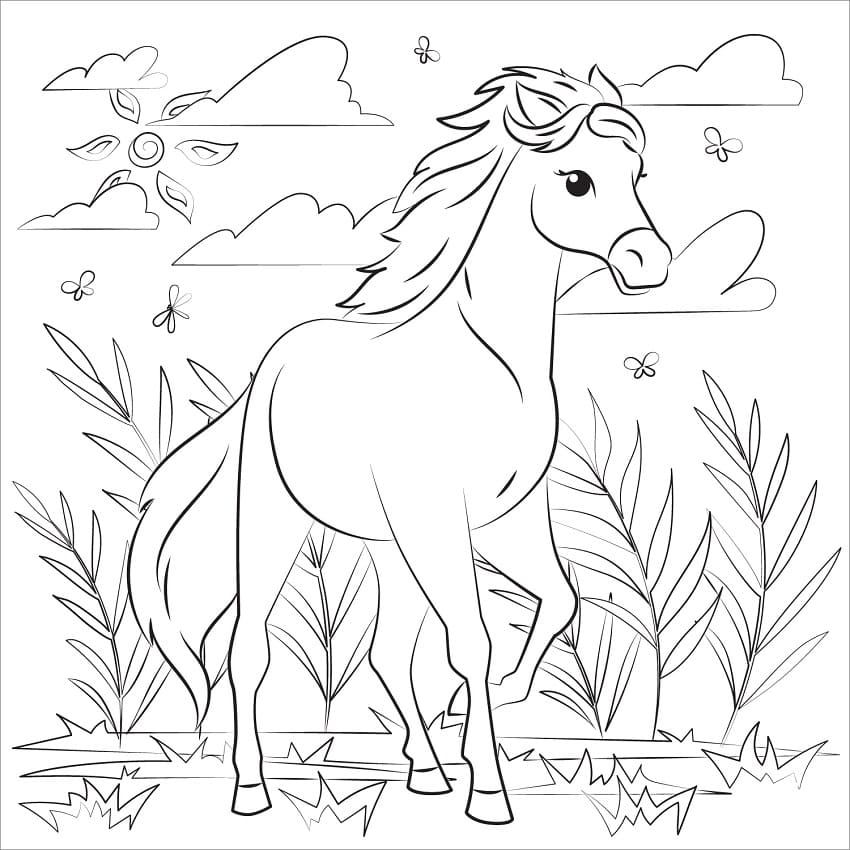 prettu mustang horse coloring pages