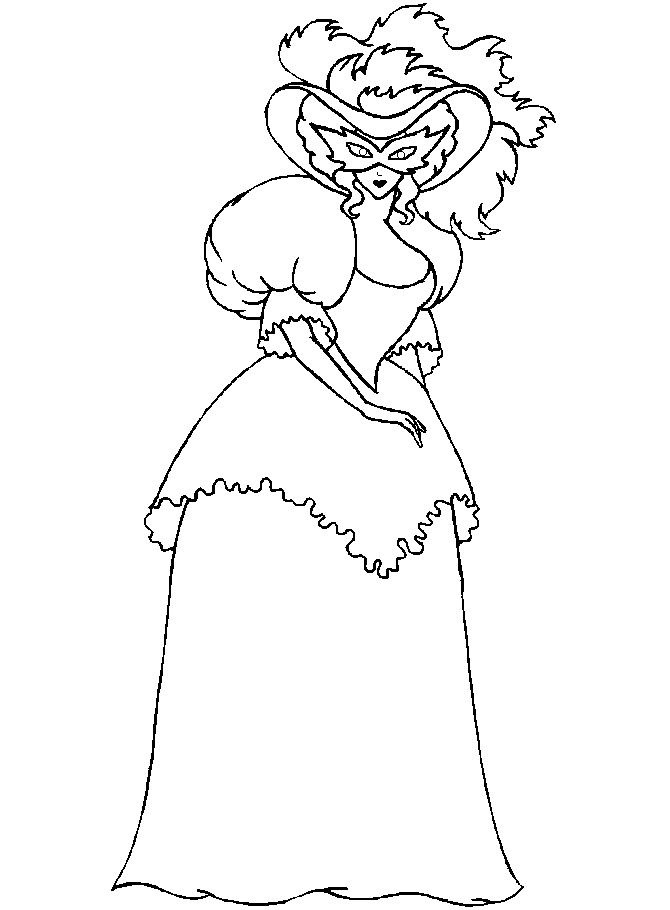 Pretty Girl With Mask Coloring Page