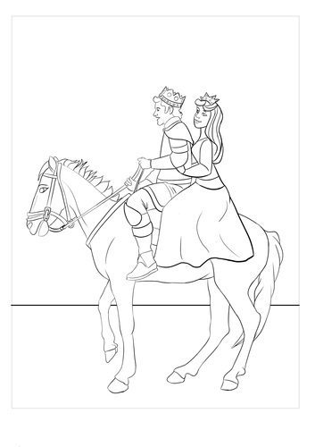 prince and princess riding a horse coloring pages