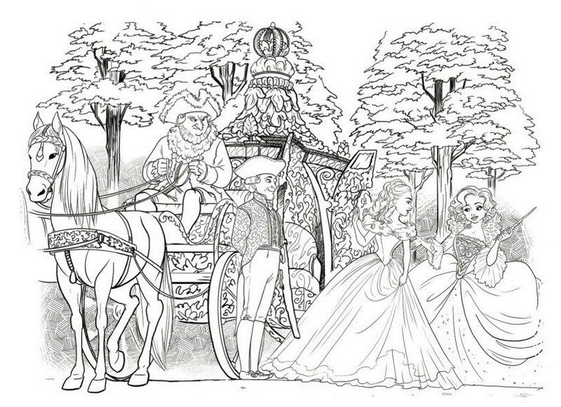 princess and horse and carriage coloring pages