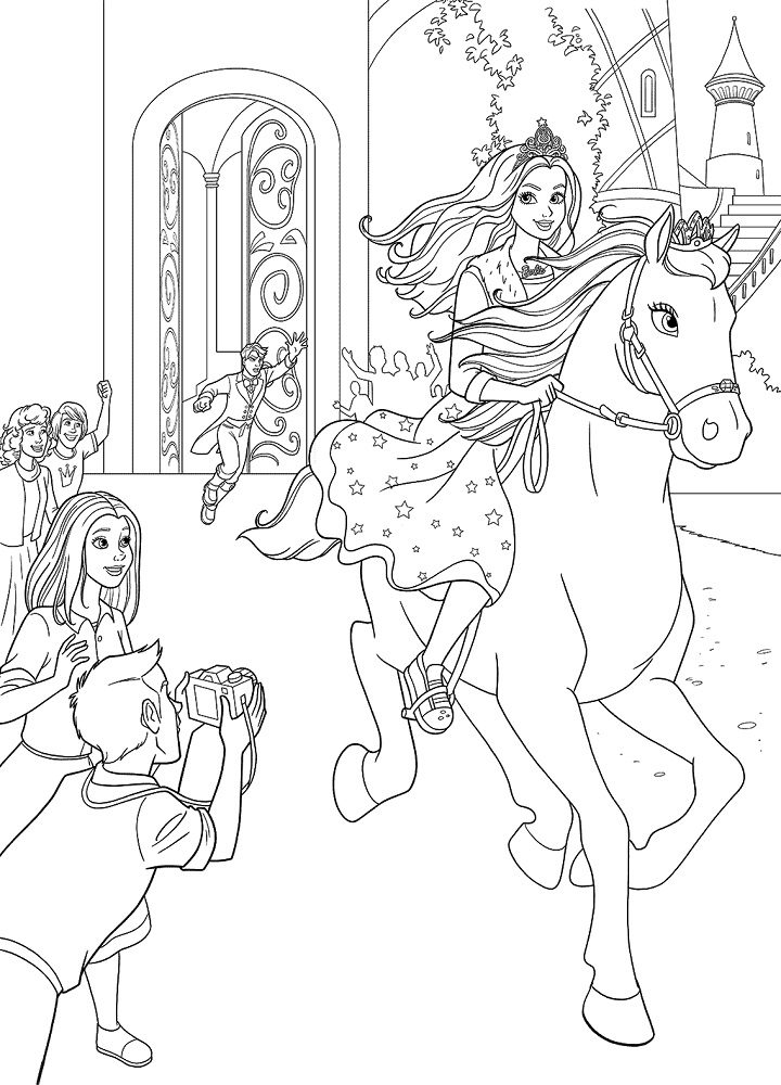 princess on horse coloring pages