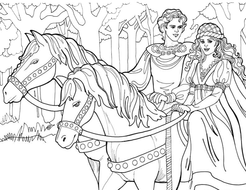 princess riding a horse coloring pages