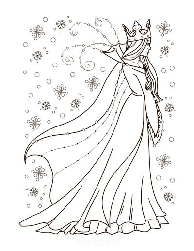 princess winter coloring pages