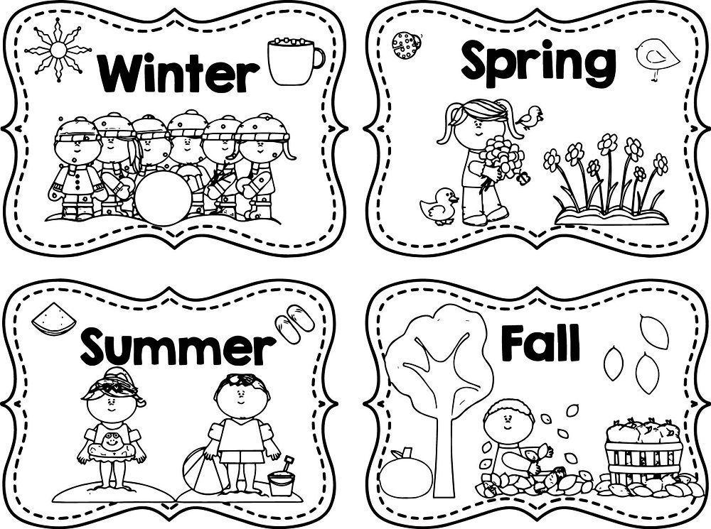 printable coloring pages fall winter spring summer