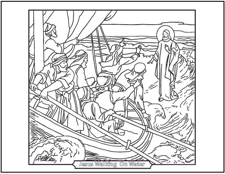 printable coloring pages of jesus walking on the water