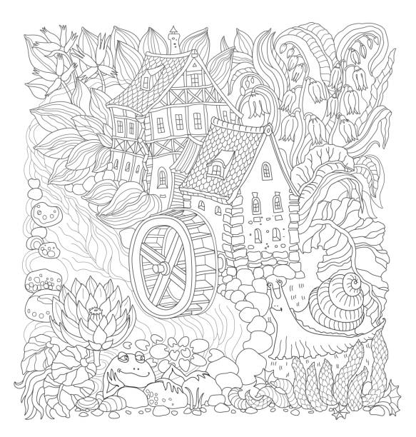 printable coloring pages of water mills