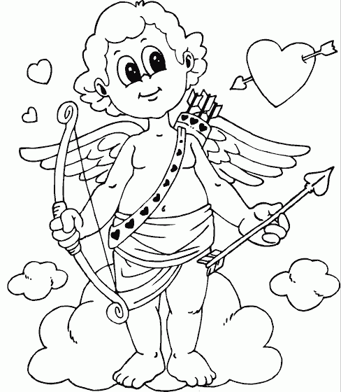 Valentines Cupid Coloring Page