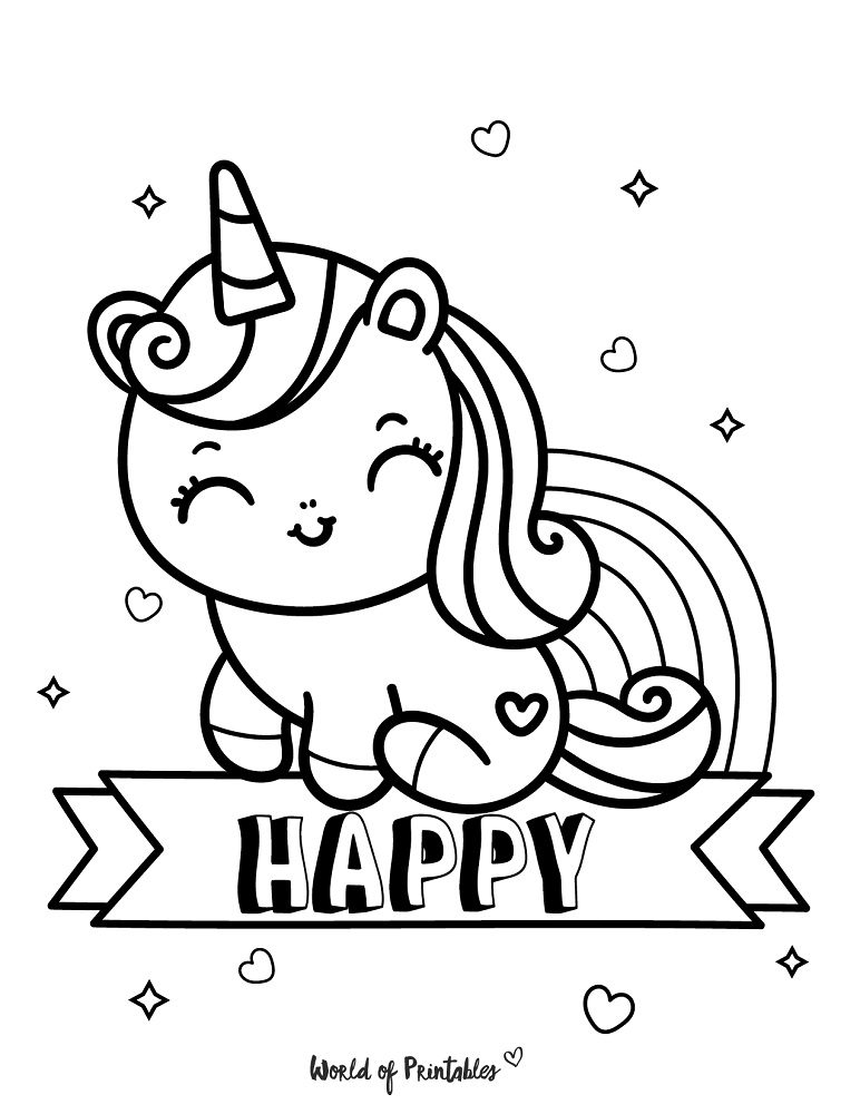 printable cute unicorn coloring pages