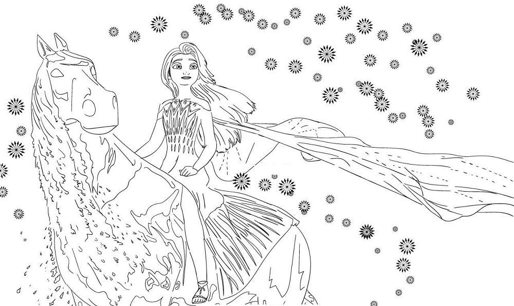 Printable Elsa Frozen 2 Coloring Pages Elsa on the Water Horse