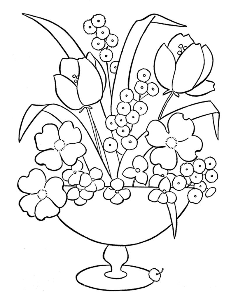 printable flower vase coloring pages